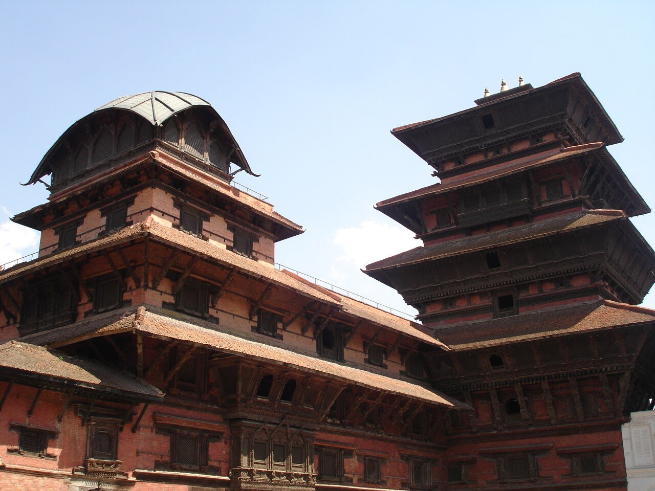 Traditional brick and timber towers at Kathmandu Durbar Square