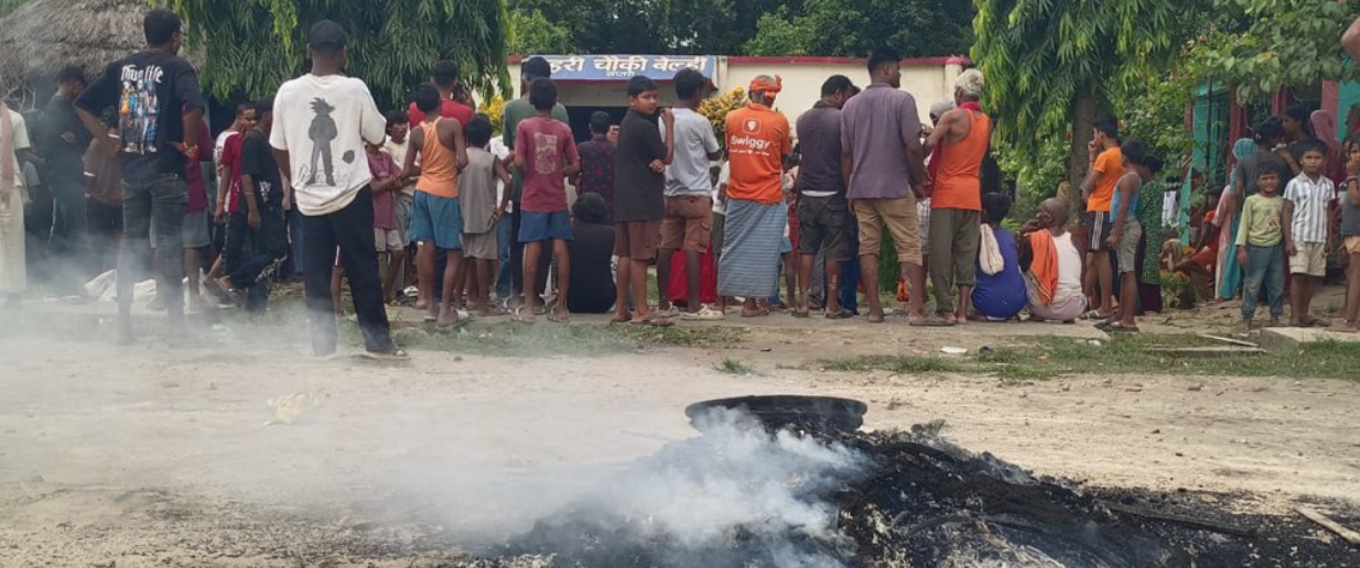 Belhi Police Post in Saptari, where local residents were reported to be protesting after Abhinandan Yadav was taken from his home.