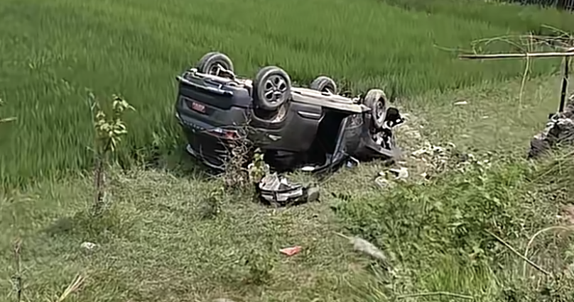 Car involved in the reported road accident in Khurhuriya, Saptari.