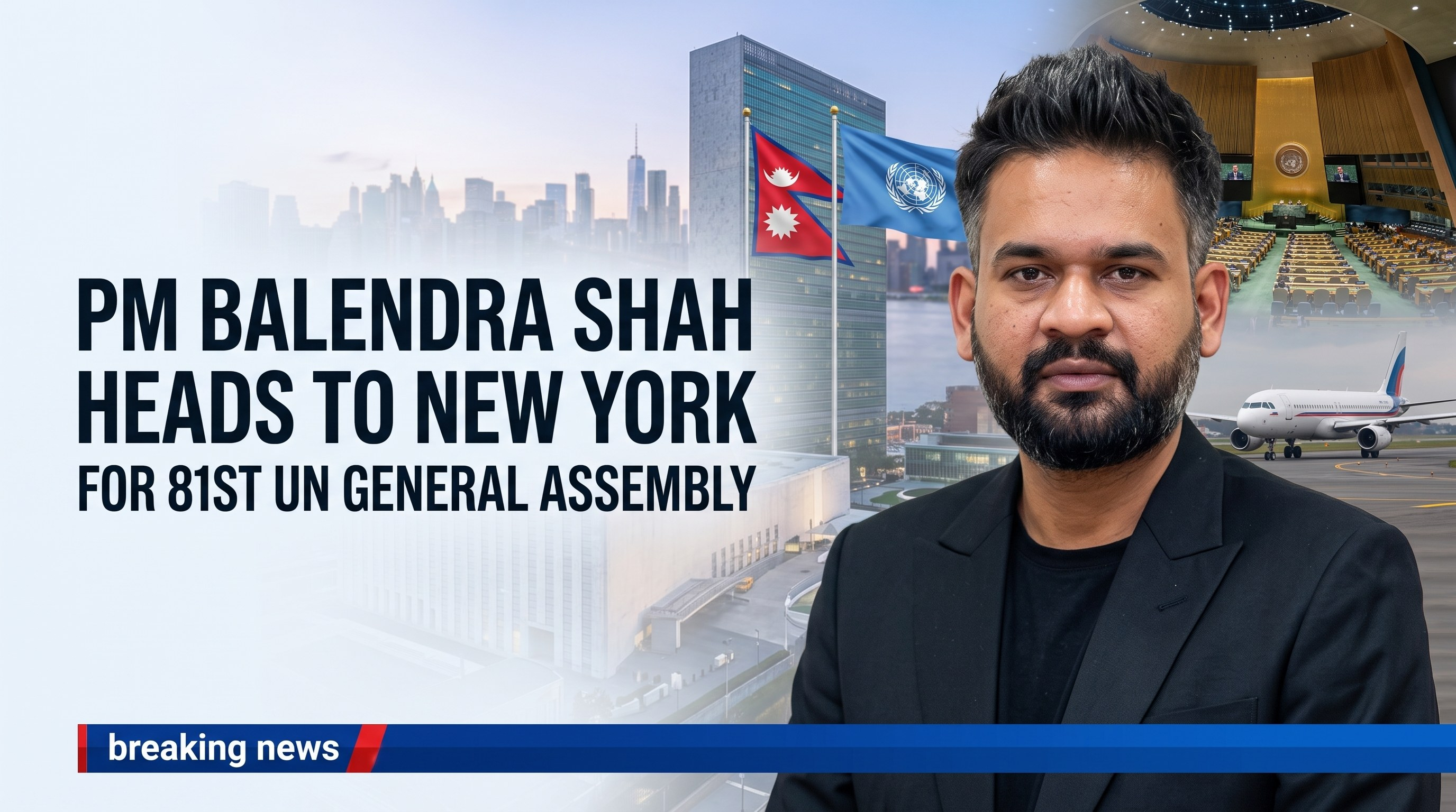 Prime Minister Balendra Shah departing Kathmandu for New York to attend the 81st United Nations General Assembly.